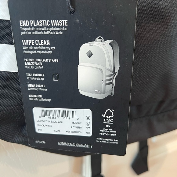 NWT Adidas Classic 3S 4 Backpack - Picture 3 of 4